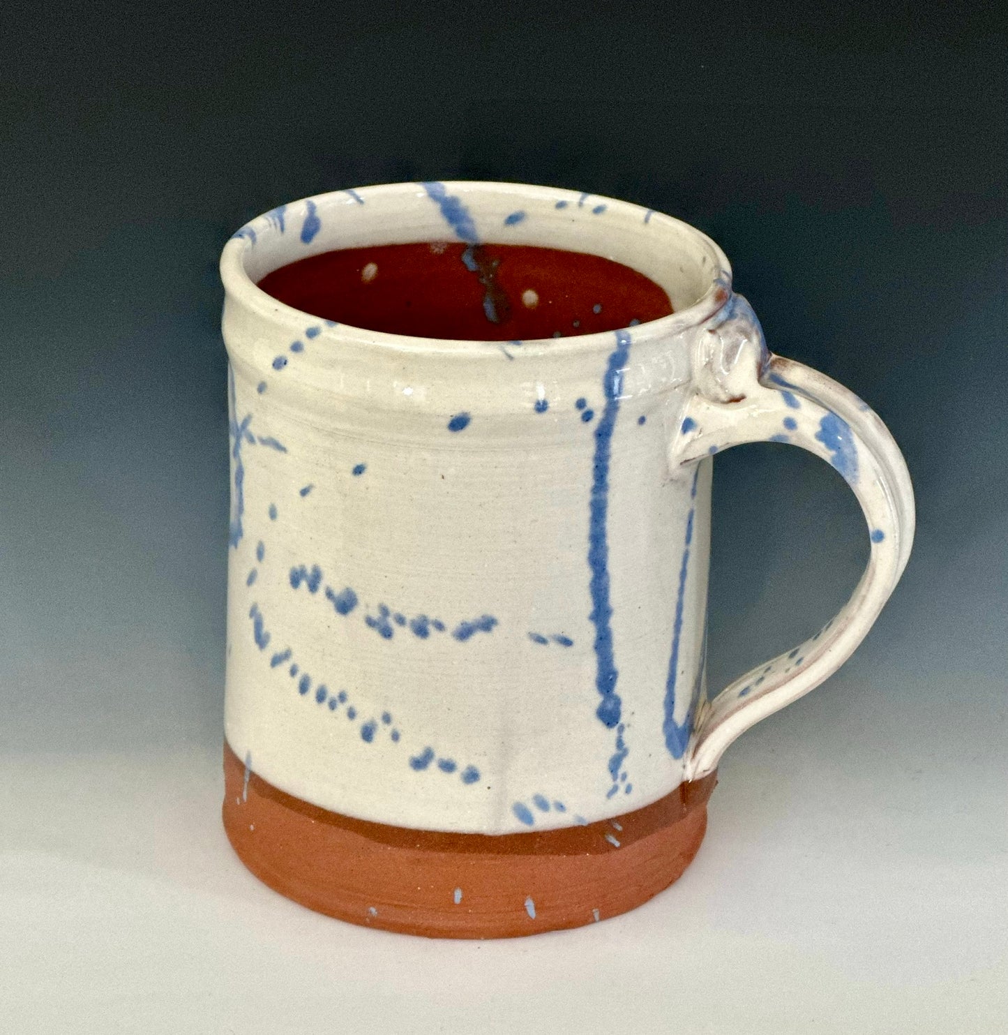 White and Blue Slipware Mugs