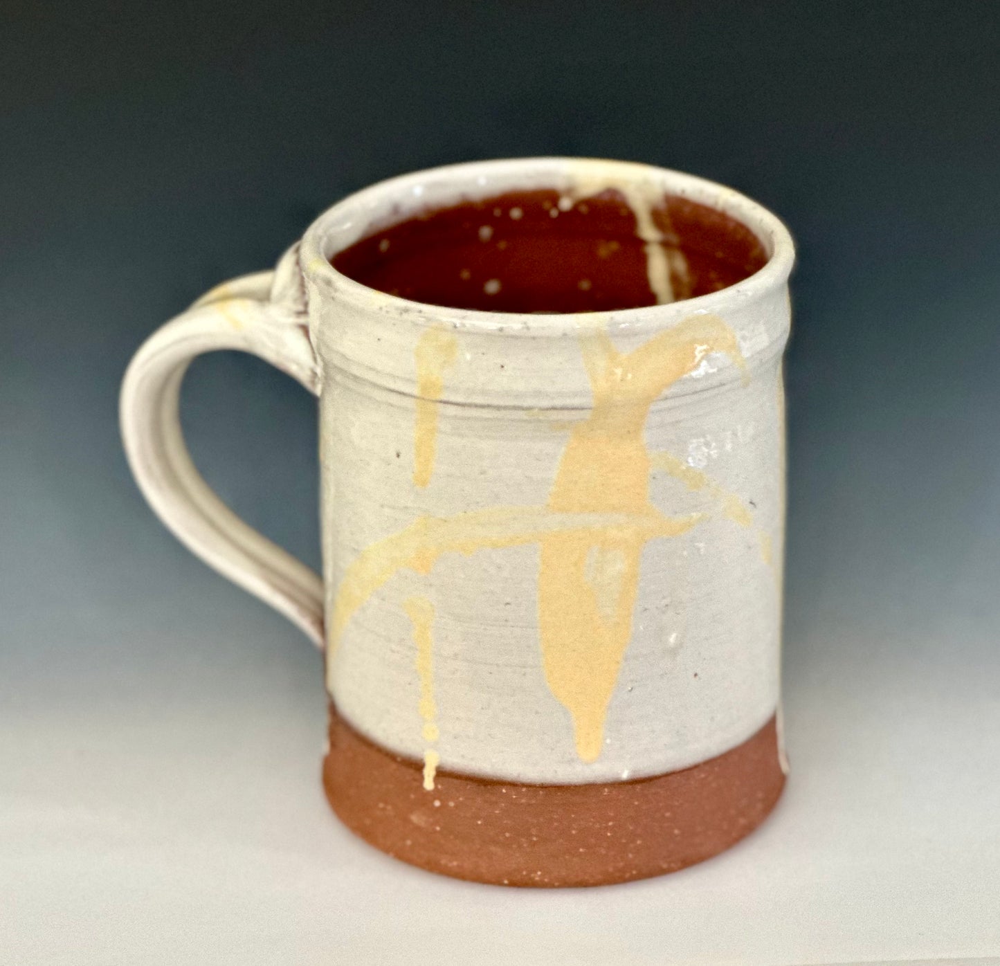 White and Buttercream Slipware Mugs