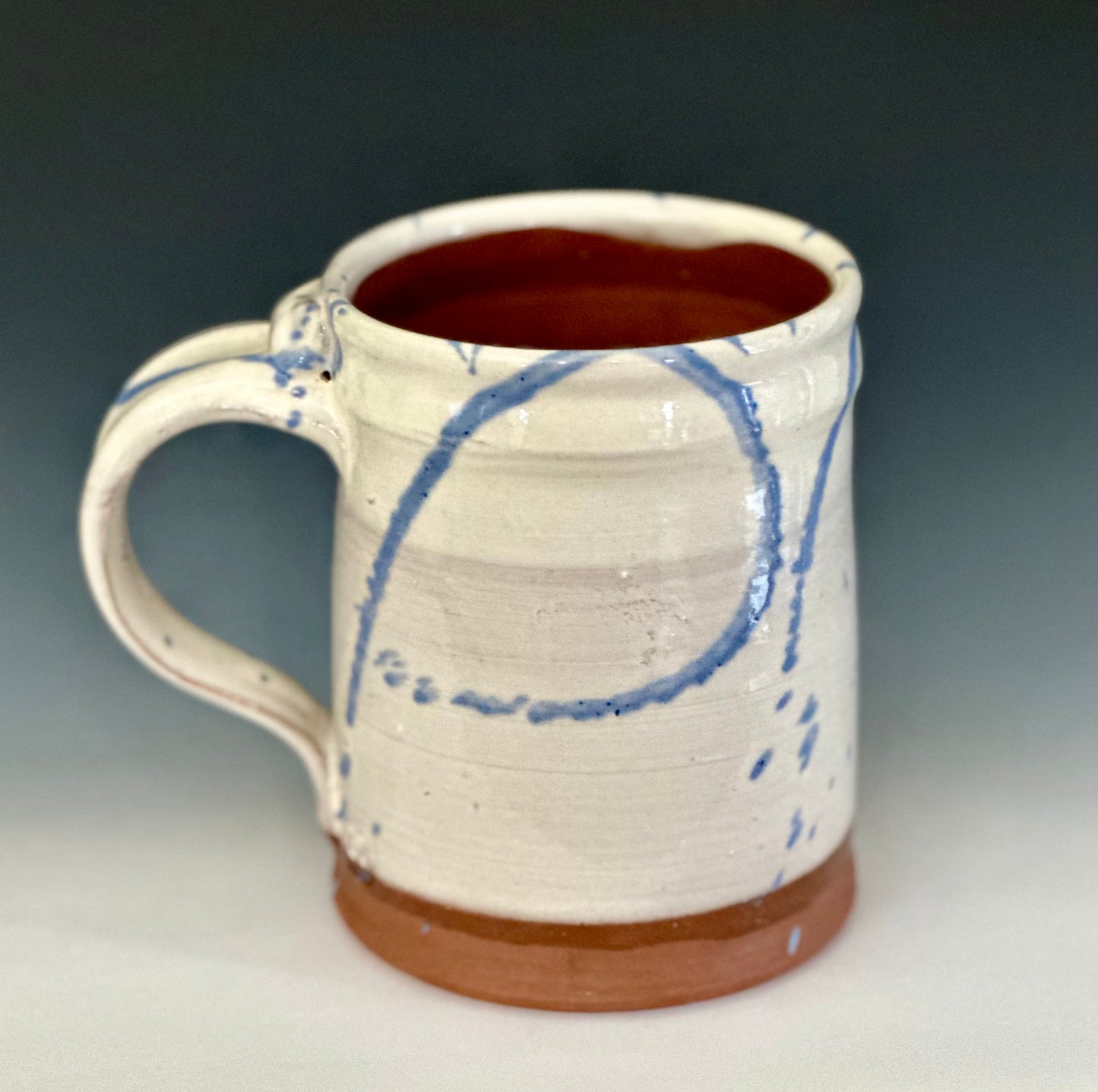 White and Blue Slipware Mugs