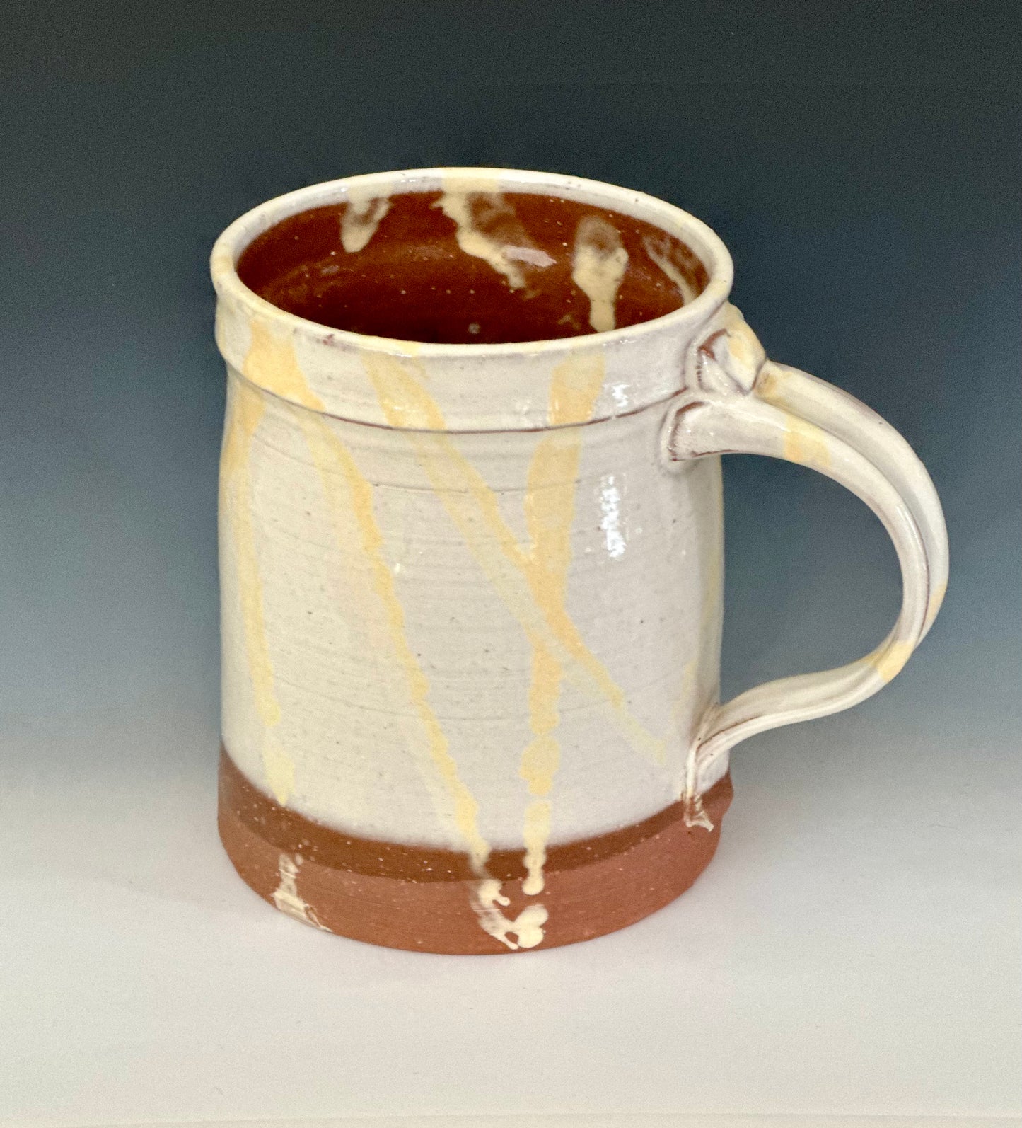 White and Buttercream Slipware Mugs